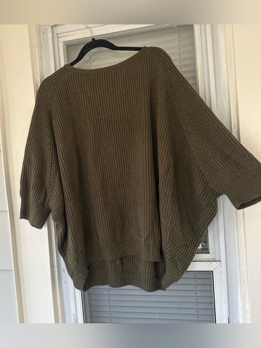 Chico's Olive Green Ribbed Oversized Pullover